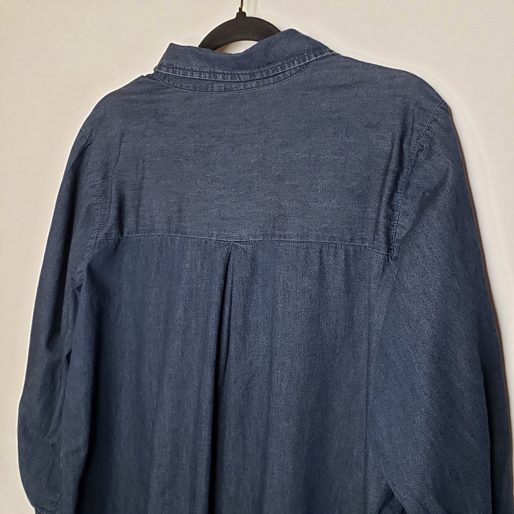 New Look Chambray Dress Dark Wash Tab Sleeve - Picture 4 of 6